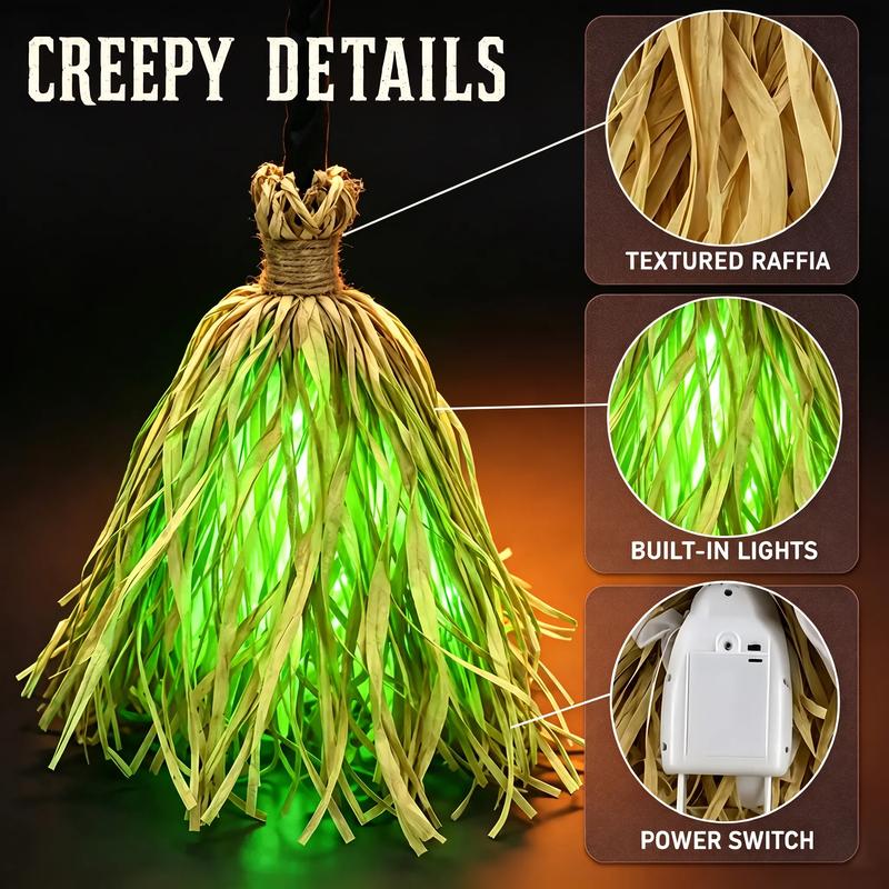 LED Glowing Musical Witch Broom – Motion-Activated Halloween Decor