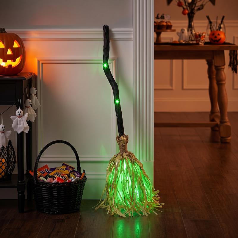 LED Glowing Musical Witch Broom – Motion-Activated Halloween Decor
