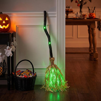 LED Glowing Musical Witch Broom – Motion-Activated Halloween Decor