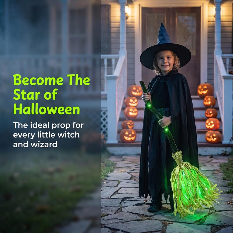 LED Glowing Musical Witch Broom – Motion-Activated Halloween Decor
